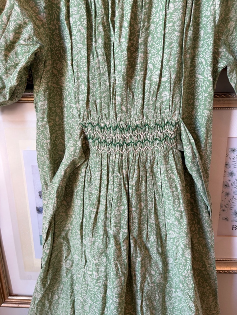 Doen Isadore Midi Dress belted ruched floral-print organic cotton Sz XS - Picture 12 of 13